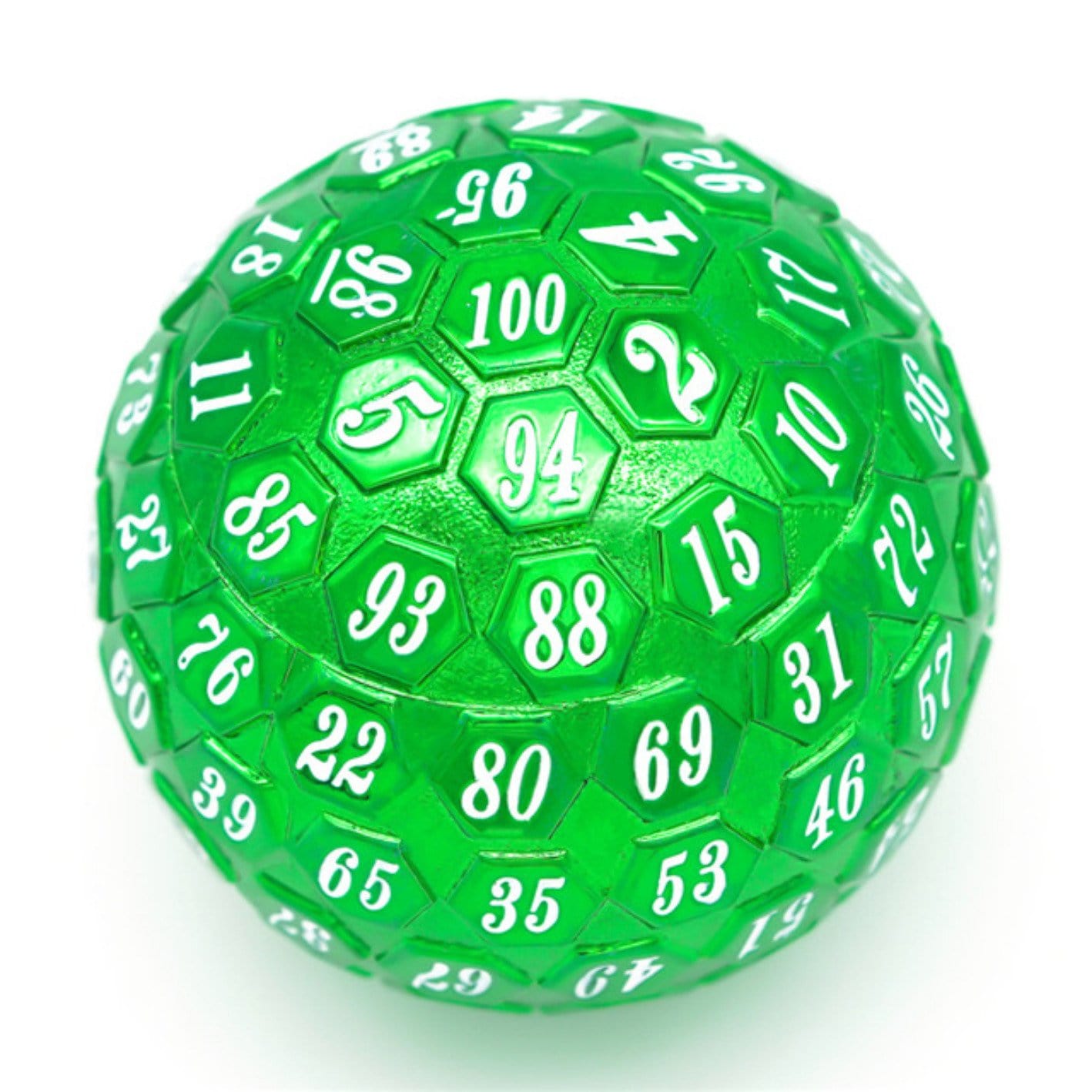 45mm Metal D100 - Green with White Font - Bards & Cards
