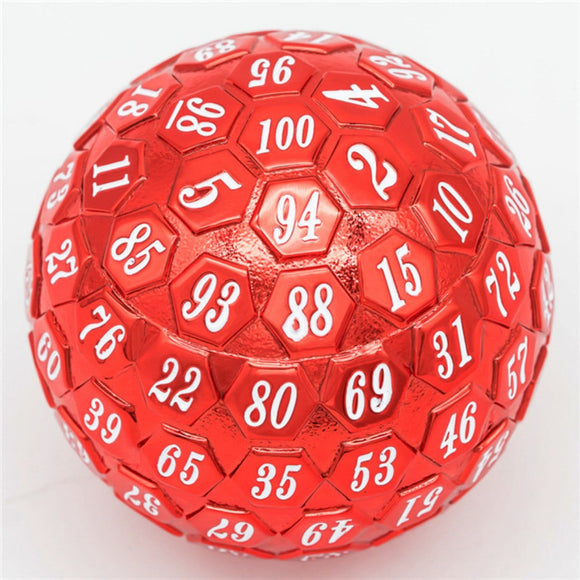 45mm Metal D100 - Red with White Font - Bards & Cards