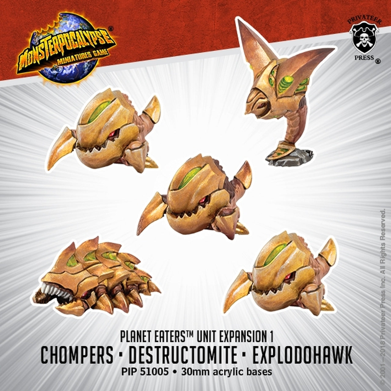 Monsterpocalypse - Planet Eaters Unit: Chomper, Destructomite, & Explodohawk - Bards & Cards