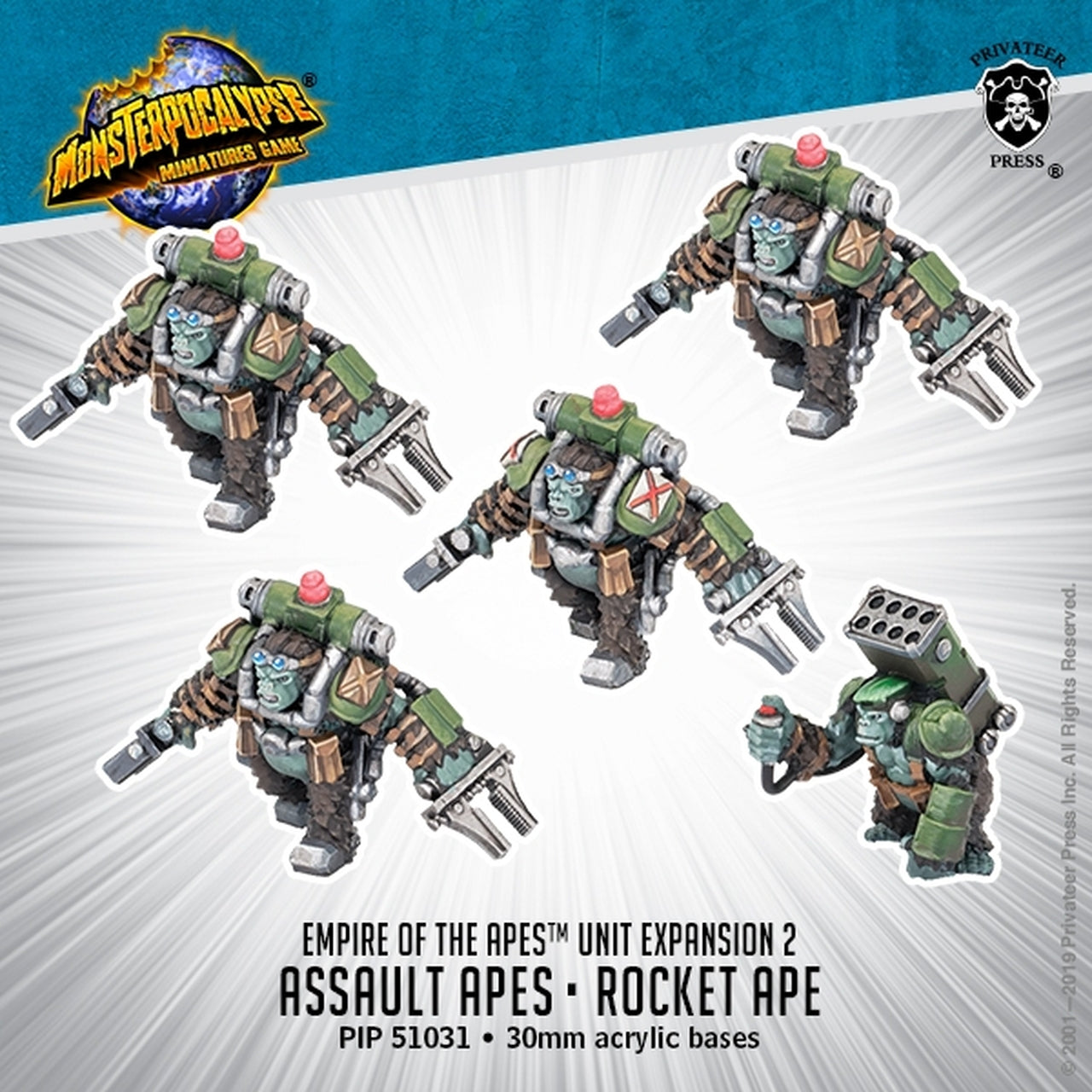 Monsterpocalypse - Empire of the Apes Unit: Assault Apes & Rocket Ape - Bards & Cards