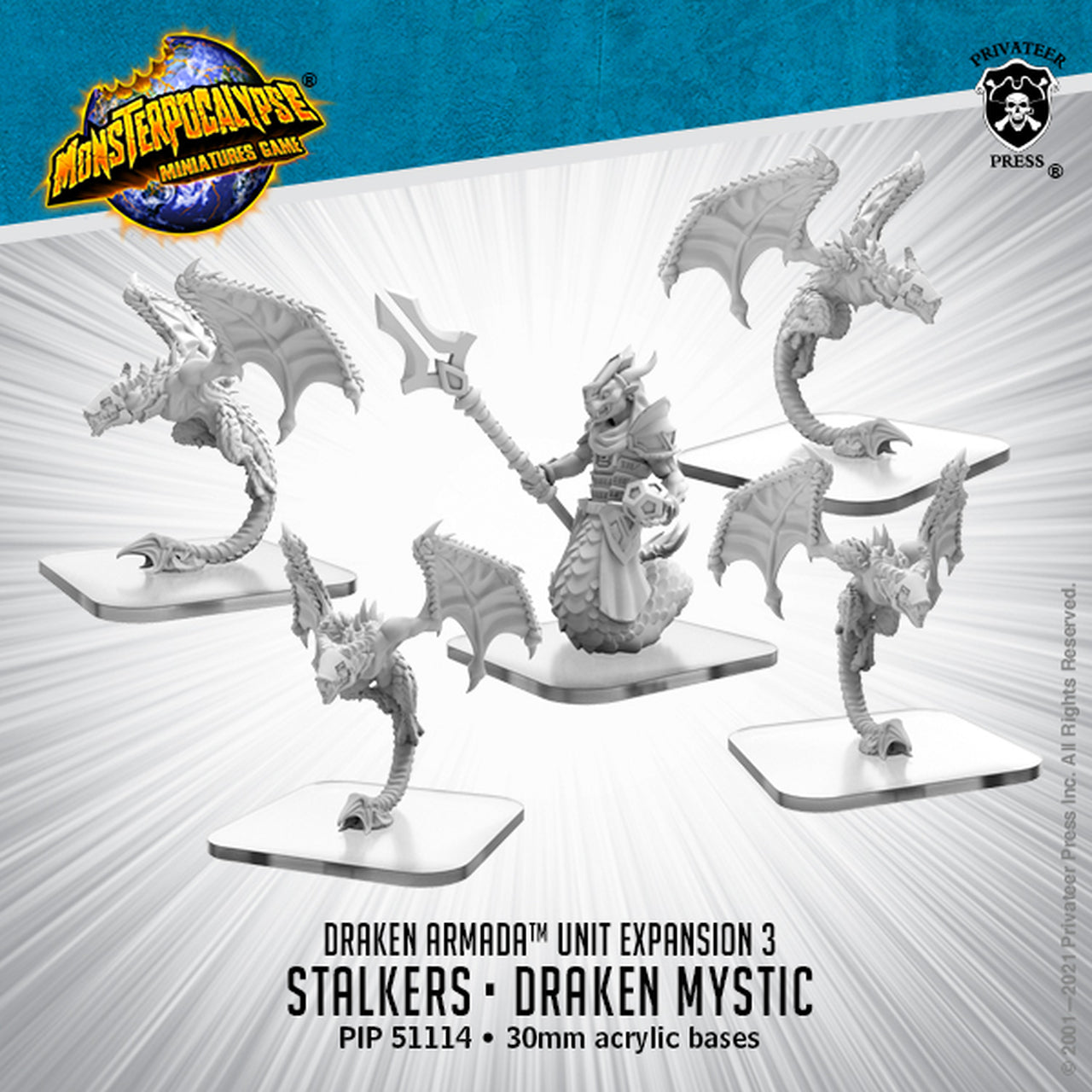 Monsterpocalypse - Draken Armada Unit: Stalkers and Draken Mystic - Bards & Cards