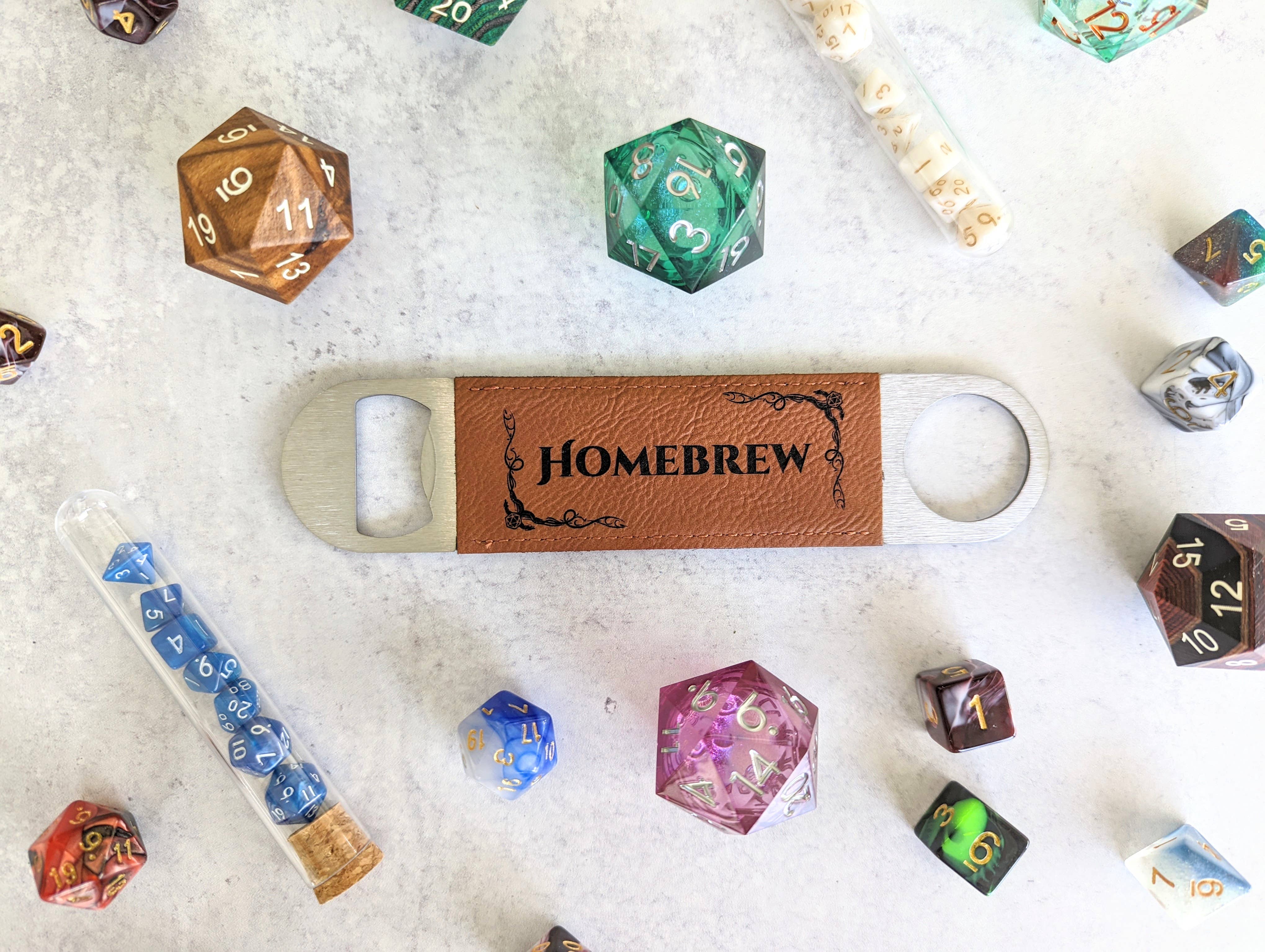 NTSD Gaming and Bookish Goods - Homebrew - D&D Inspired Vegan Leather Bottle Opener - Bards & Cards