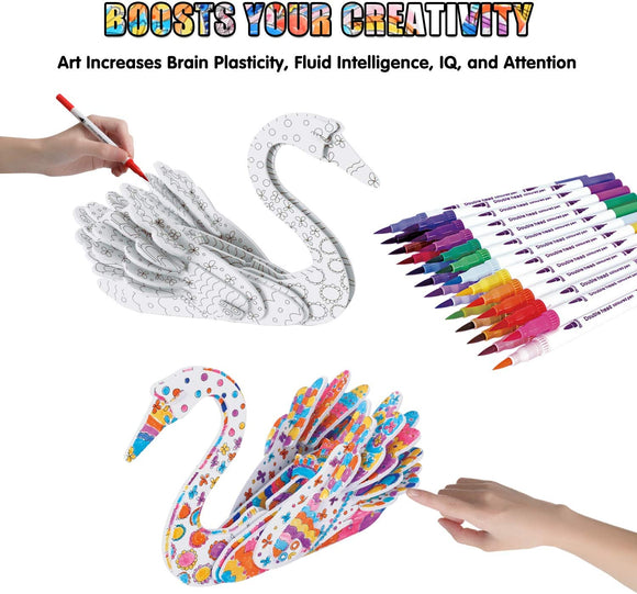 BEARUN 3D Coloring Puzzle Set - Bards & Cards