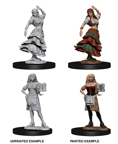 Pathfinder Deep Cuts Unpainted Miniatures: W04 Bartender/Dancing Girl - Bards & Cards
