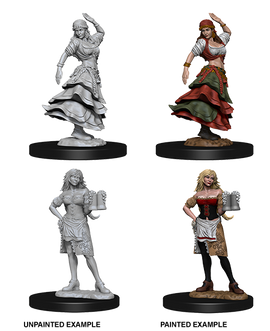 Pathfinder Deep Cuts Unpainted Miniatures: W04 Bartender/Dancing Girl - Bards & Cards