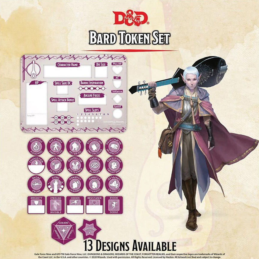 Dungeons and Dragons RPG: Bard Token Set - Bards & Cards