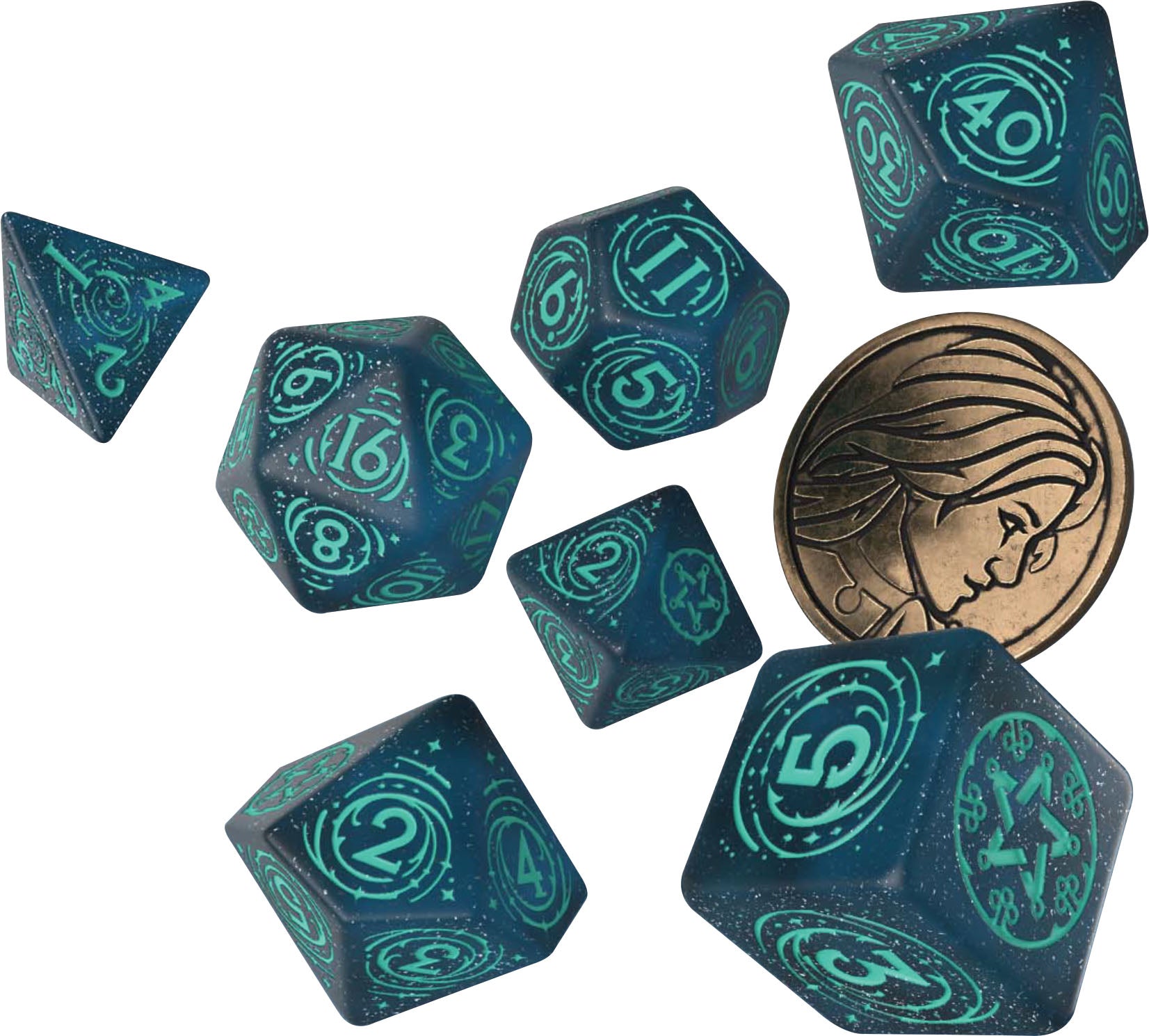 The Witcher Dice Set: Yennefer - Sorceress Supreme (7 + coin) - Bards & Cards