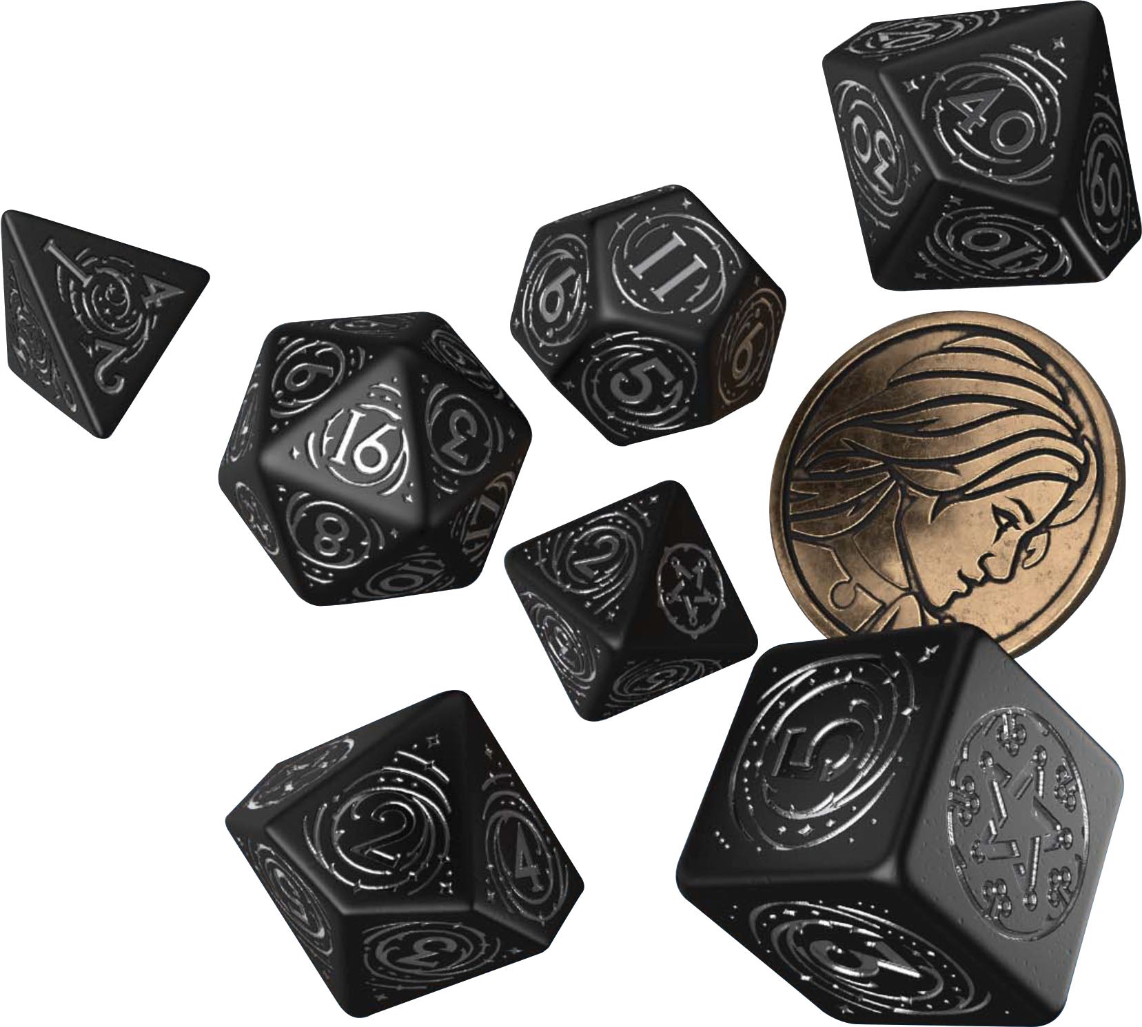 The Witcher Dice Set: Yennefer - The Obsidian Star (7 + coin) - Bards & Cards