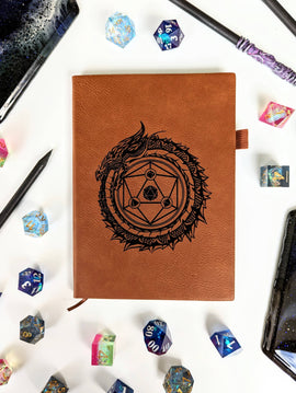 Dragon Circle - Vegan Leather Mini Dot Journal - Bards & Cards