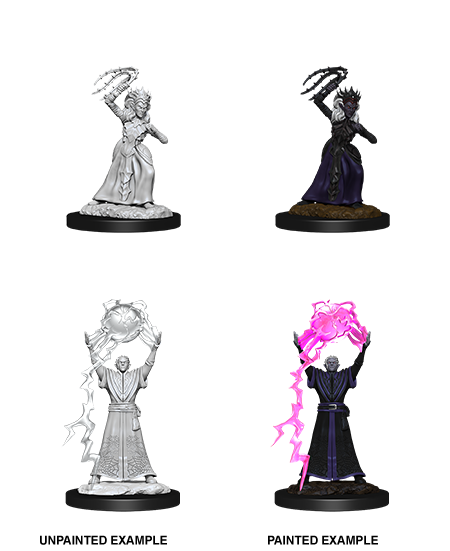 Dungeons & Dragons Nolzur's Marvelous Unpainted Miniatures: W12 Drow Mage & Drow Priestess - Bards & Cards