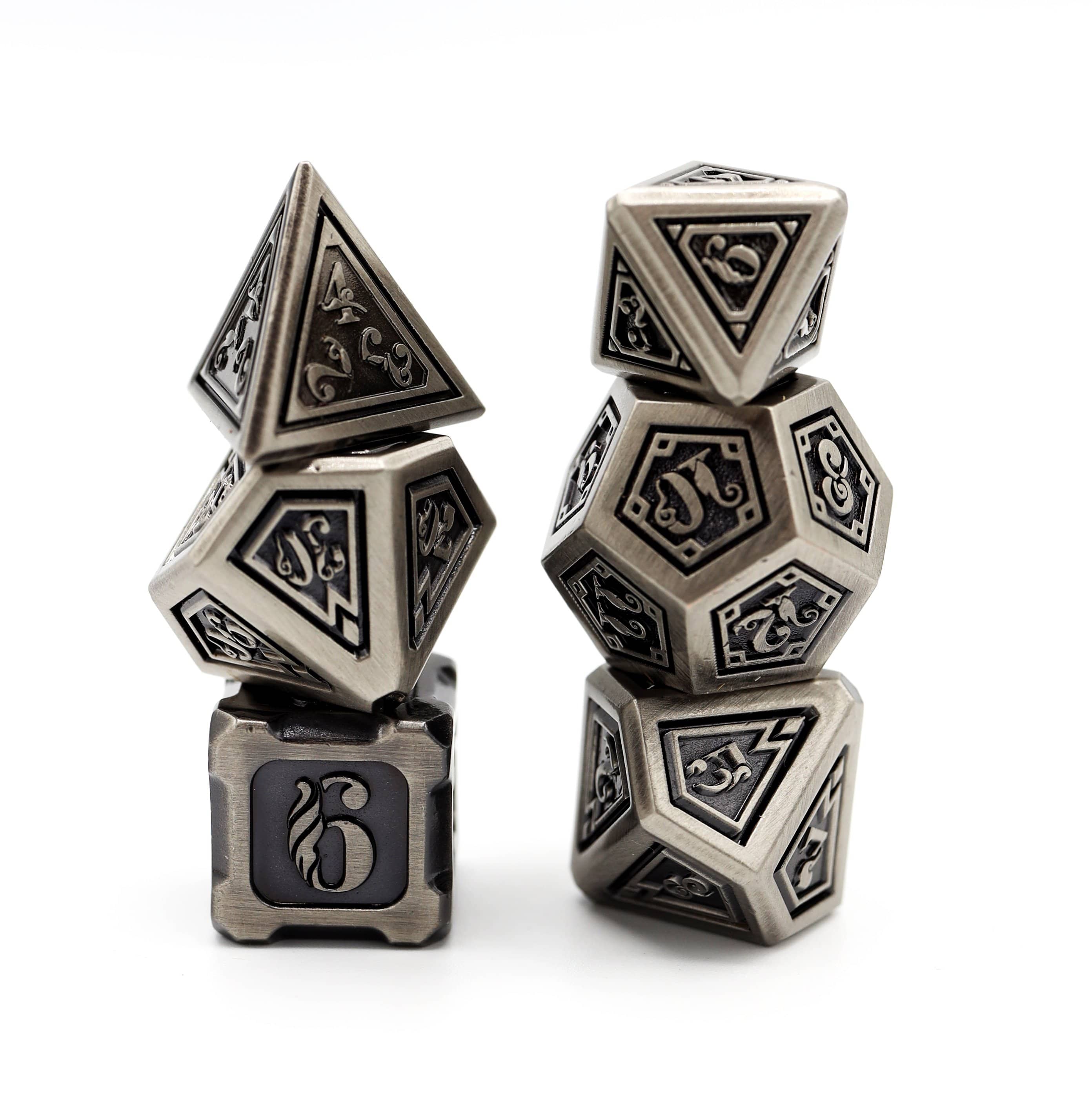 Foam Brain Games - Alchemist Metals: Iron - Metal RPG Dice Set - Bards & Cards