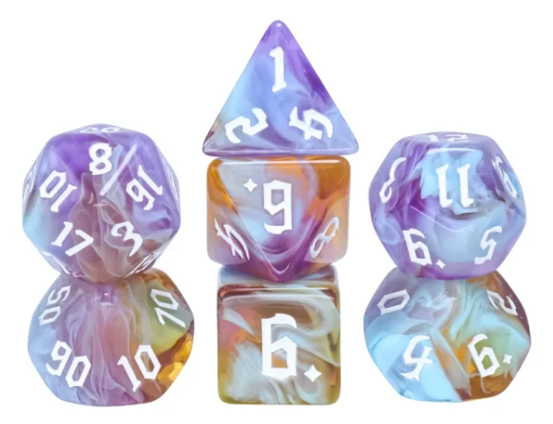 Amethyst Sunset RPG Dice Set - Bards & Cards