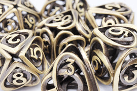 Hollow Hearts: Antique Bronze - Metal RPG Dice Set - Bards & Cards