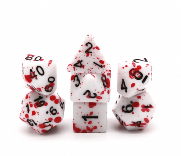 Blood Splatter RPG Dice Set - Bards & Cards