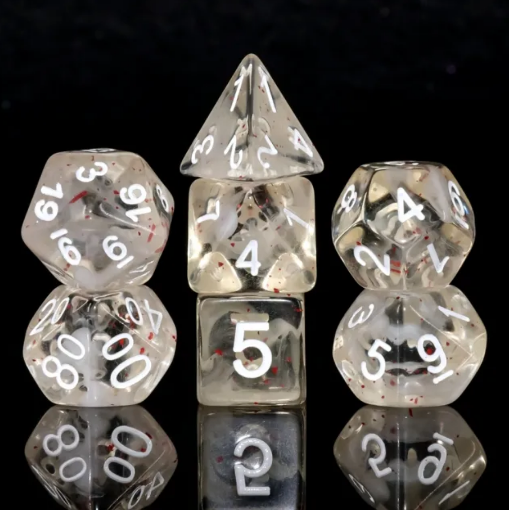 Blossom Snowfall Dice RPG Dice Set - Bards & Cards