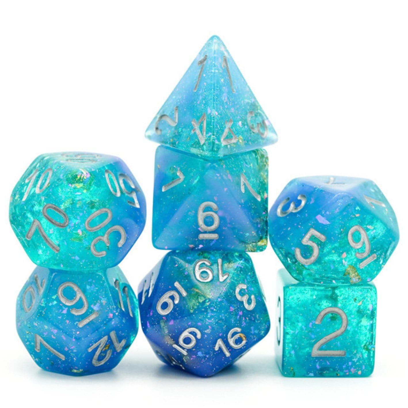 Blue & Green Seabed Treasure RPG Dice Set - Bards & Cards