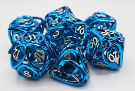 Hollow Hearts: Blue - Metal RPG Dice Set - Bards & Cards