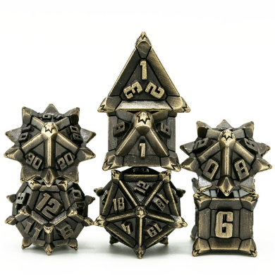 Warrior's Flail: Bronze - Metal RPG Dice Set - Bards & Cards