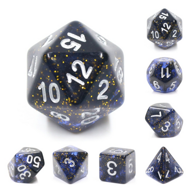 Clear Night Sky RPG Dice Set - Bards & Cards