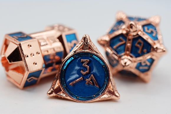 Dice 51: Copper Lit Space - Metal RPG Dice Set - Bards & Cards