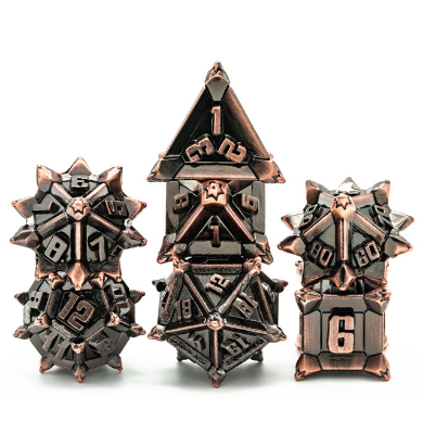 Warrior's Flail: Copper - Metal RPG Dice Set - Bards & Cards