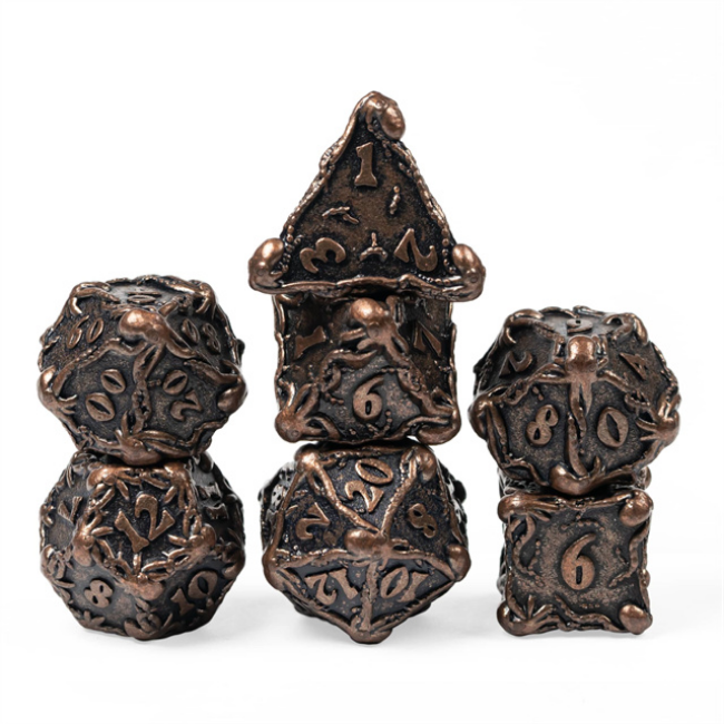 Kraken Jewels: Copper - Metal RPG Dice Set - Bards & Cards