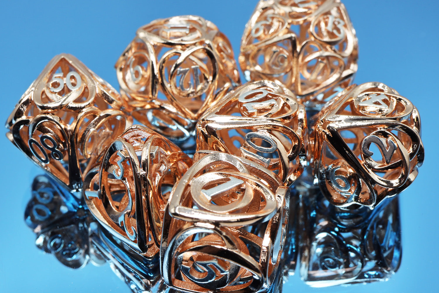 Hollow Hearts: Copper - Metal RPG Dice Set - Bards & Cards