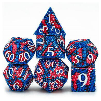 Dragon Scale: Coral Reef - Metal RPG Dice Set - Bards & Cards