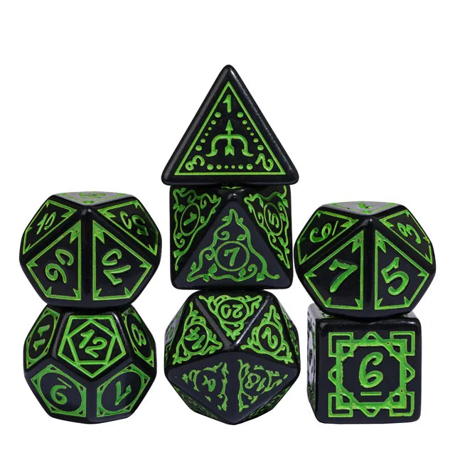 Cryptic Knots: Verdant RPG Dice Set - Bards & Cards