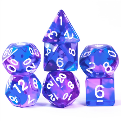 Crystal Dream RPG Dice Set - Bards & Cards