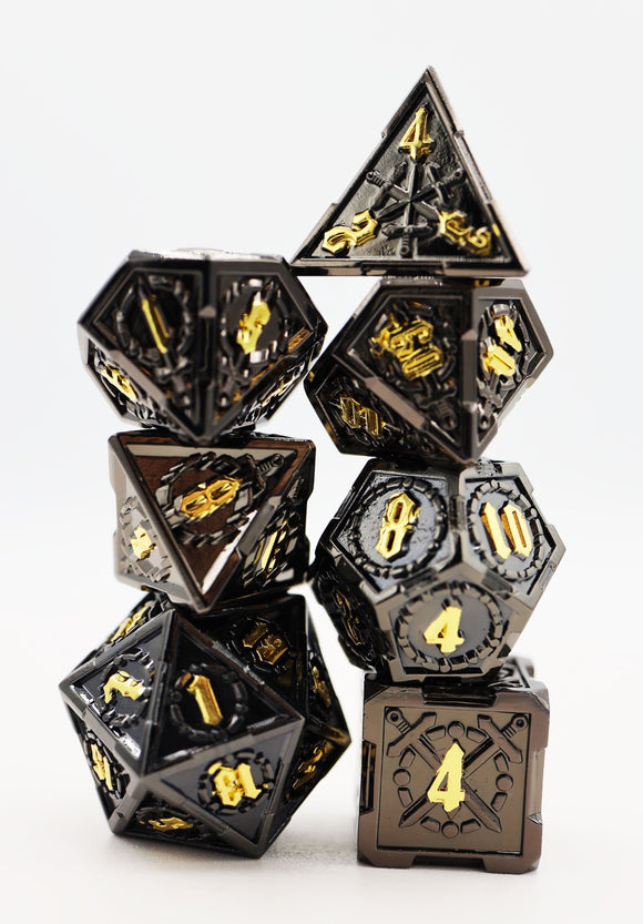 Crossed Swords: Demonic Sword - Metal RPG Dice Set - Bards & Cards