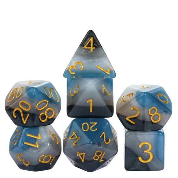 Denim Swirls RPG Dice Set - Bards & Cards