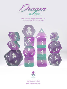 Kraken Dice Sea Glass 14 pc Dice Set - Bards & Cards