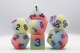 Peach Snow Cone RPG Dice Set - Bards & Cards