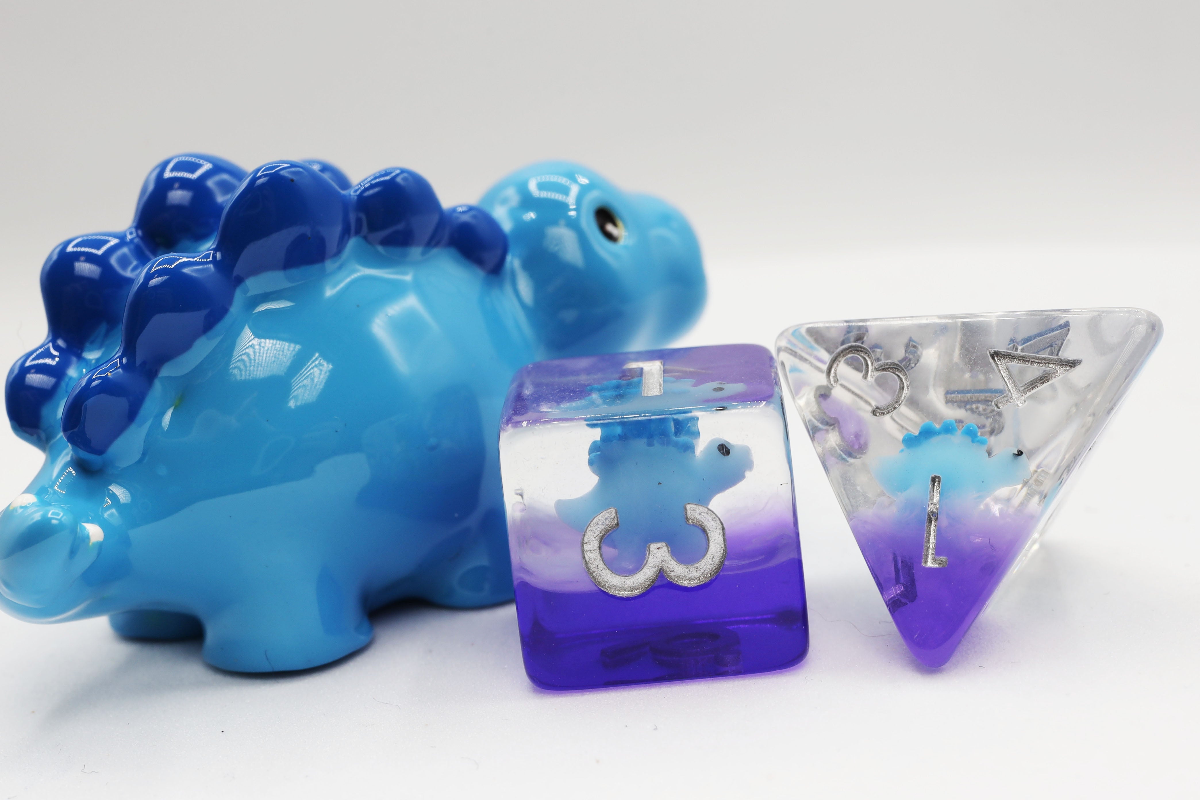 Blue Stegosaurus RPG Dice Set - Bards & Cards