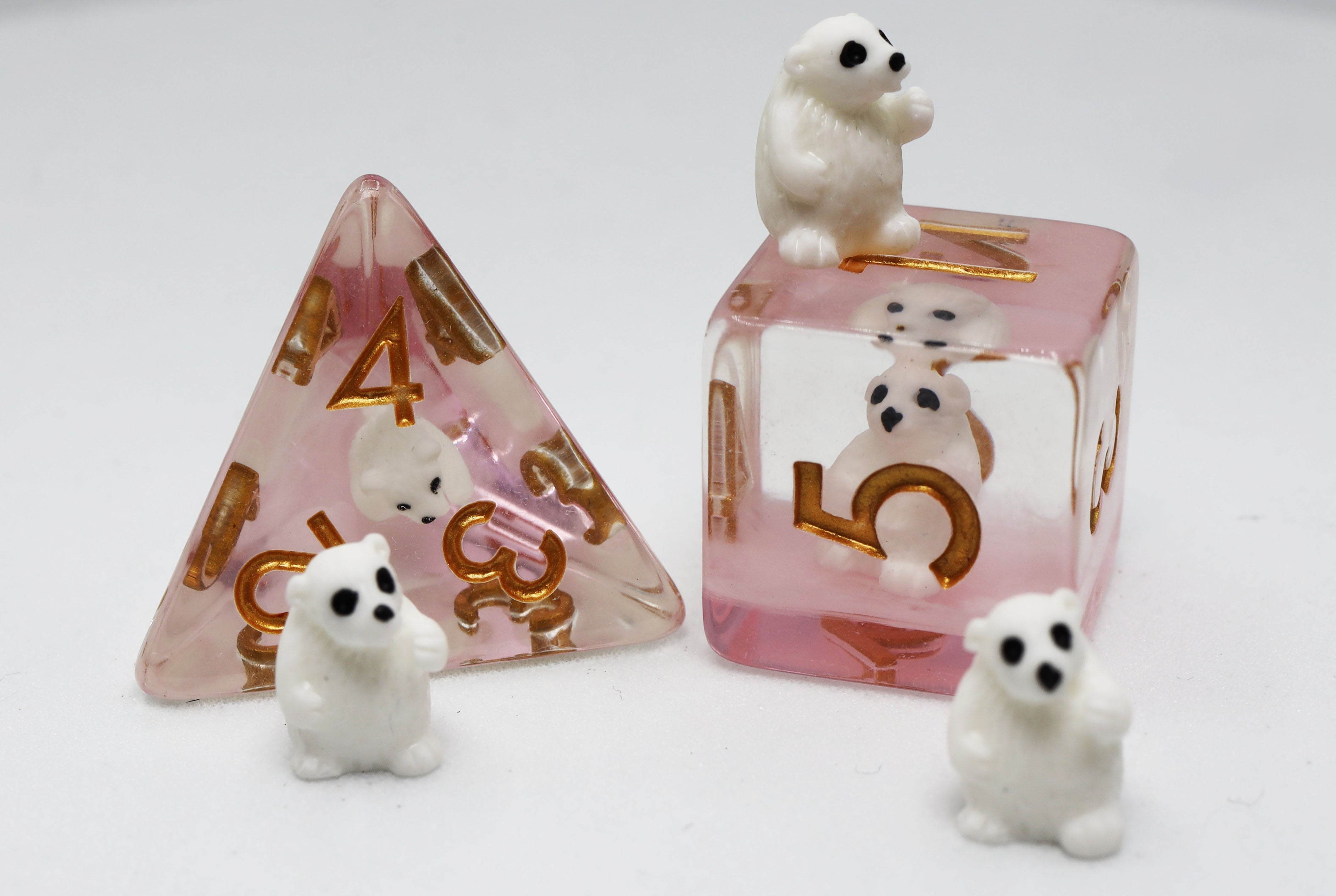 Pink Polar Bear RPG Dice Set - Bards & Cards