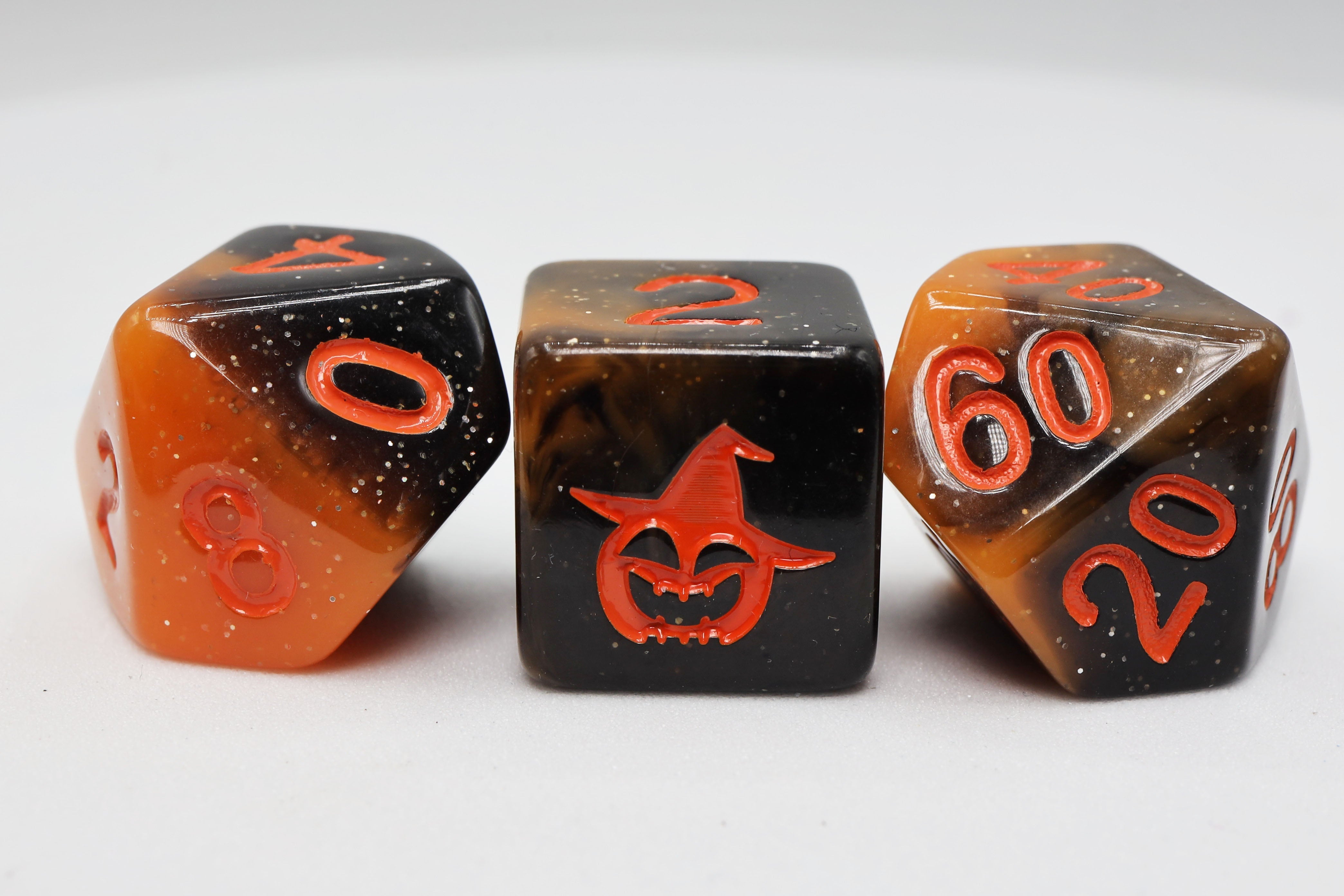 Halloween Pumpkin RPG Dice Set - Bards & Cards