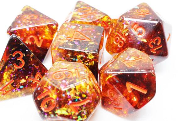 Pumpkin Light RPG Dice Set - Bards & Cards
