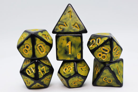Timeworn Yellow RPG Dice Set - Bards & Cards