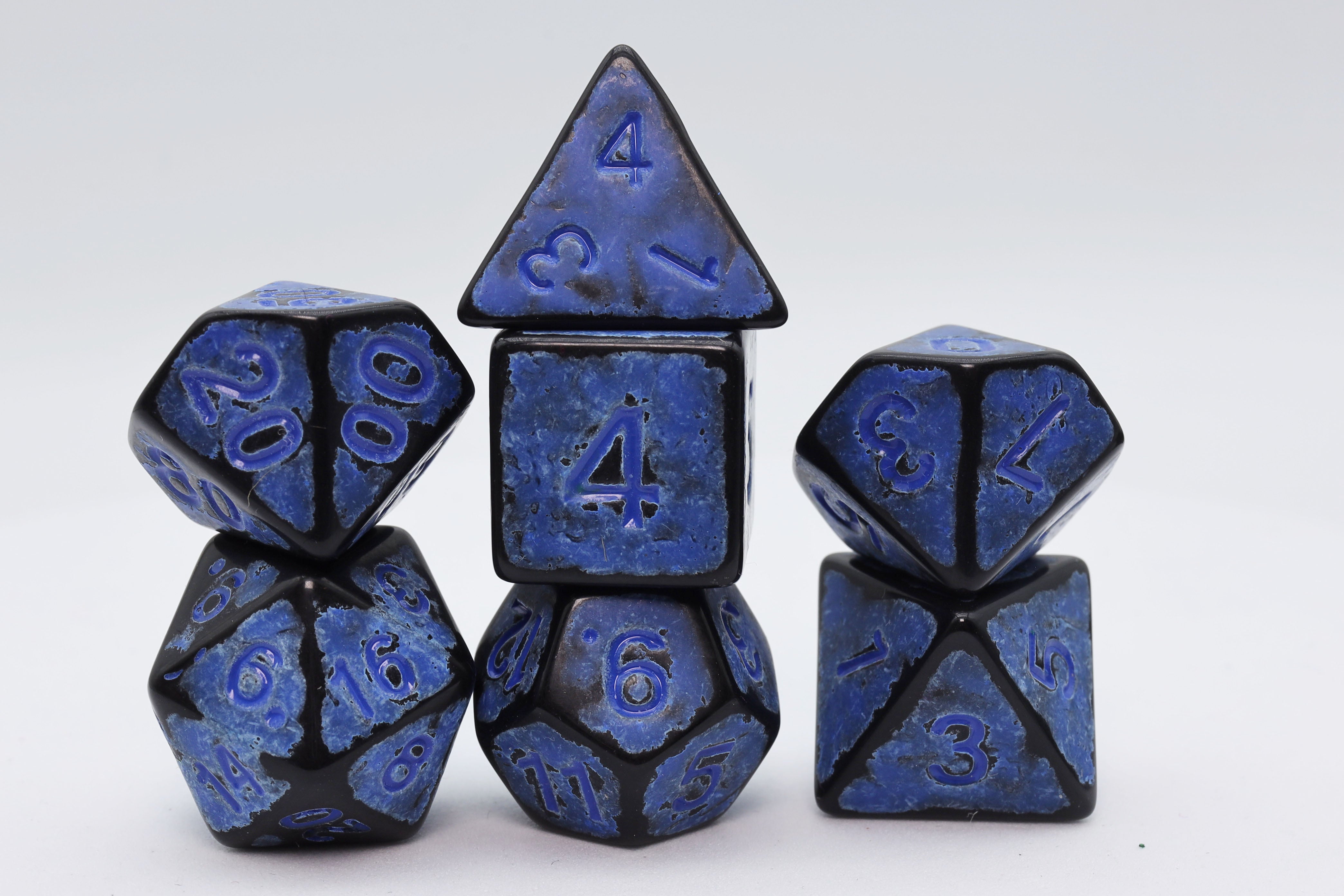 Timeworn Blue RPG Dice Set - Bards & Cards