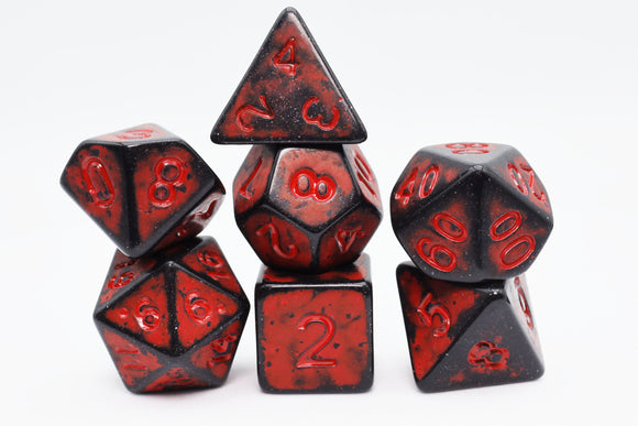Timeworn Red RPG Dice Set - Bards & Cards