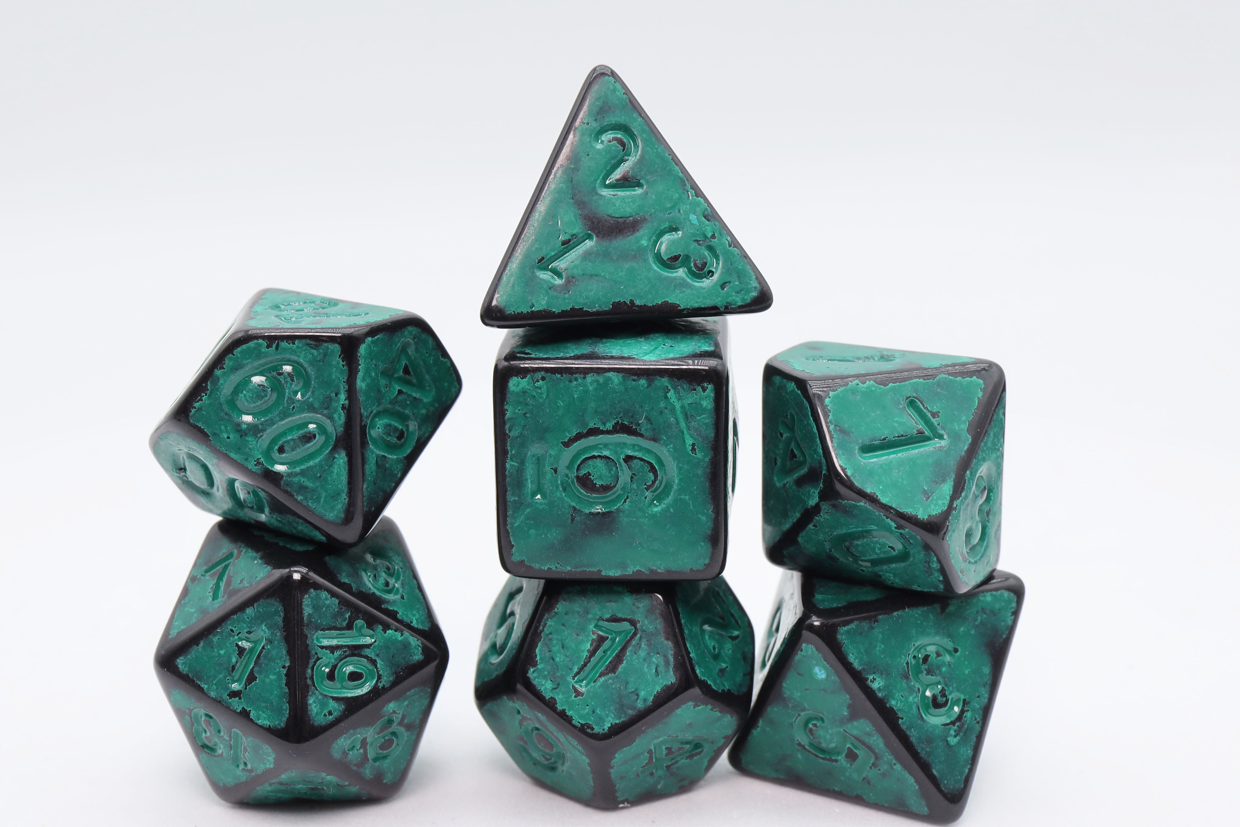 Timeworn Green RPG Dice Set - Bards & Cards