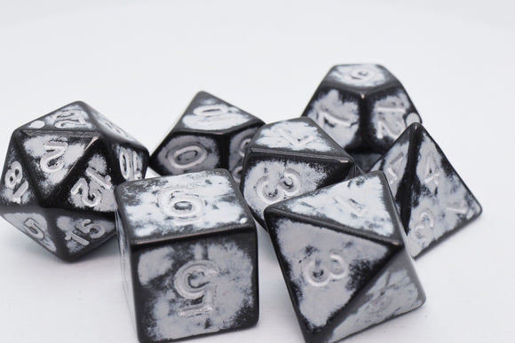 Timeworn White RPG Dice Set - Bards & Cards