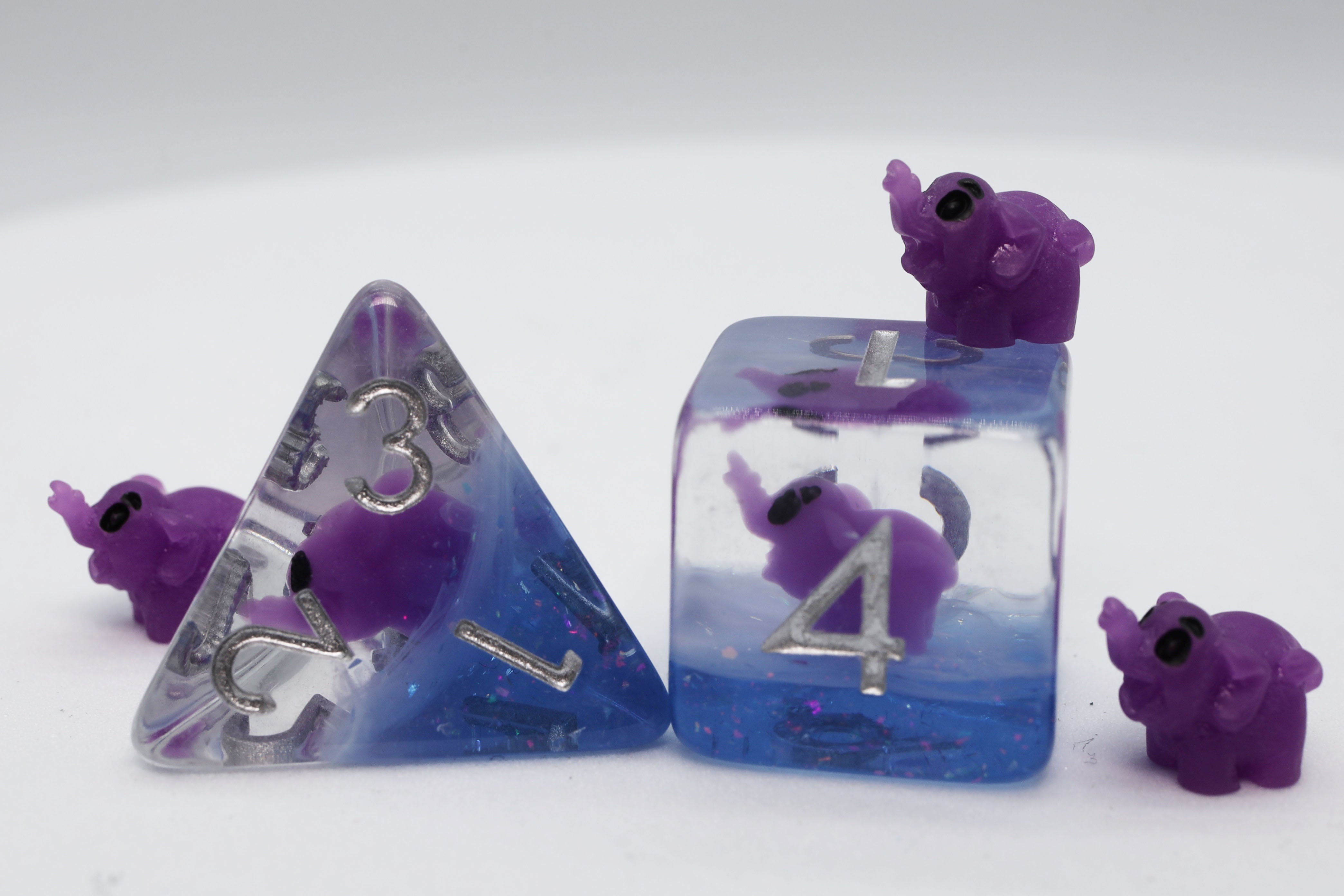 Purple Elephant RPG Dice Set - Bards & Cards