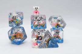 Rainbow & Teddy RPG Dice Set - Bards & Cards