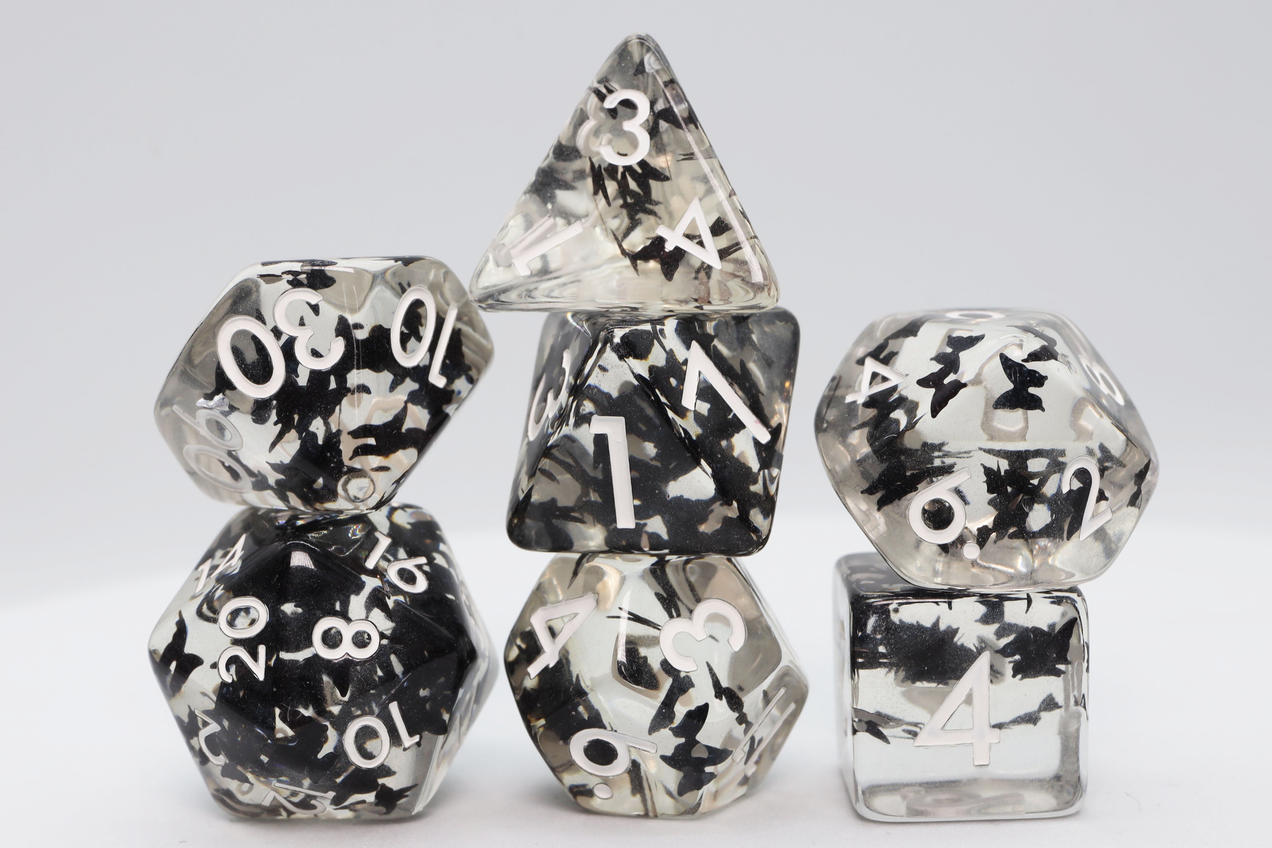 Butterfly Kiss - Black RPG Dice Set - Bards & Cards