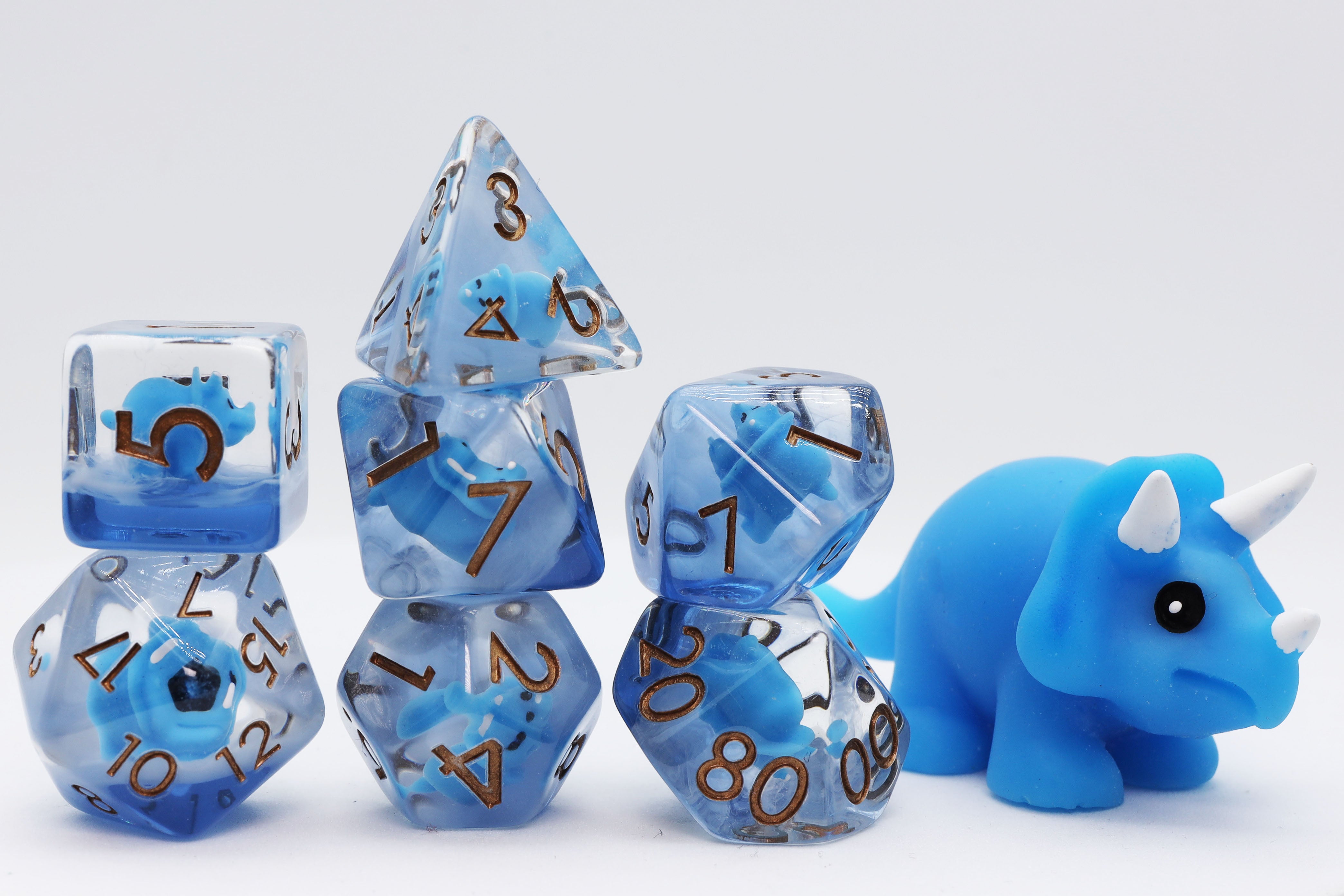 Blue Triceratops RPG Dice Set - Bards & Cards