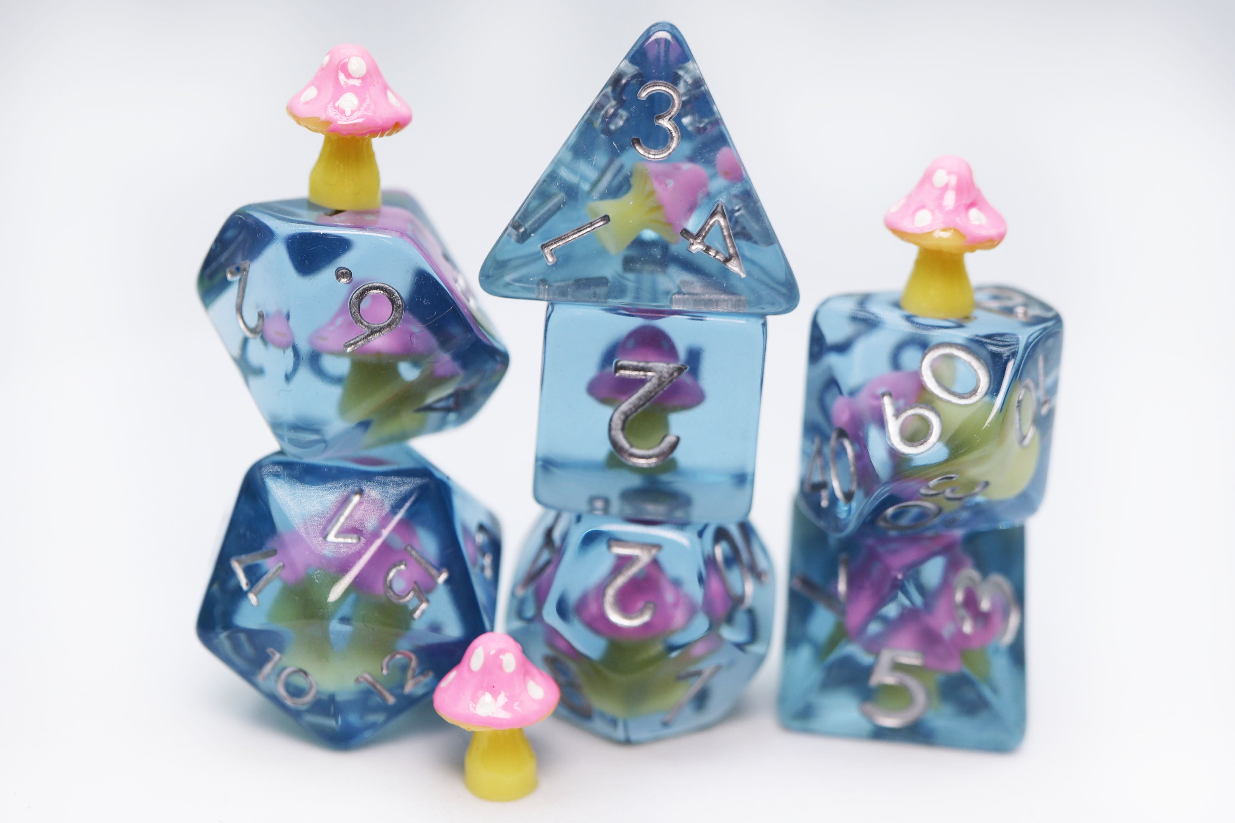 Pink Mushroom RPG Dice Set - Bards & Cards