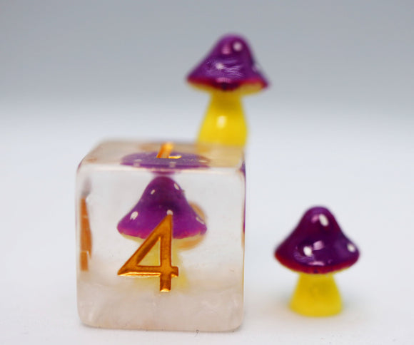 Purple Mushroom RPG Dice Set - Bards & Cards