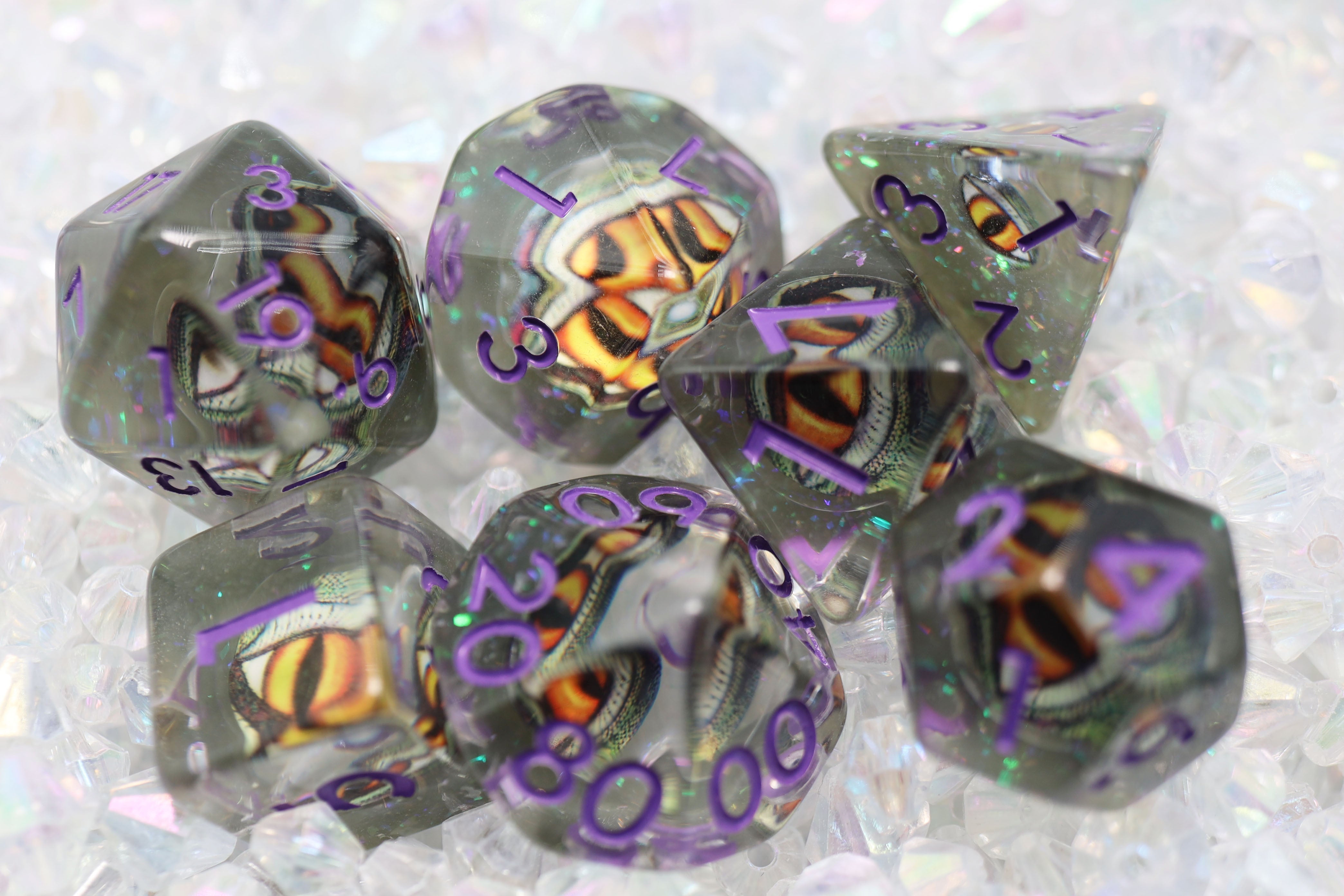 Venom Dragon Eye RPG Dice Set - Bards & Cards